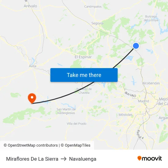 Miraflores De La Sierra to Navaluenga map