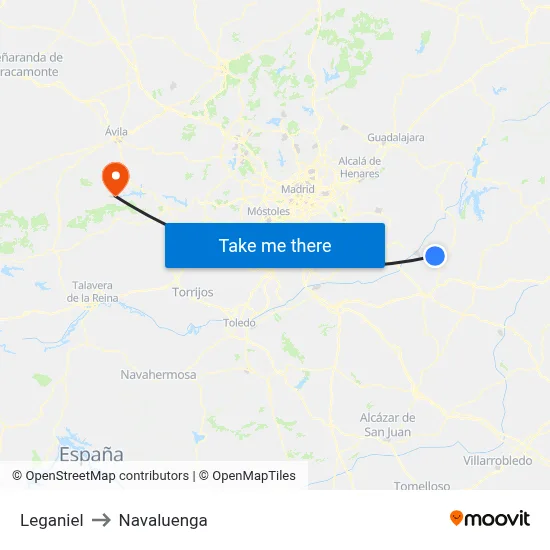Leganiel to Navaluenga map