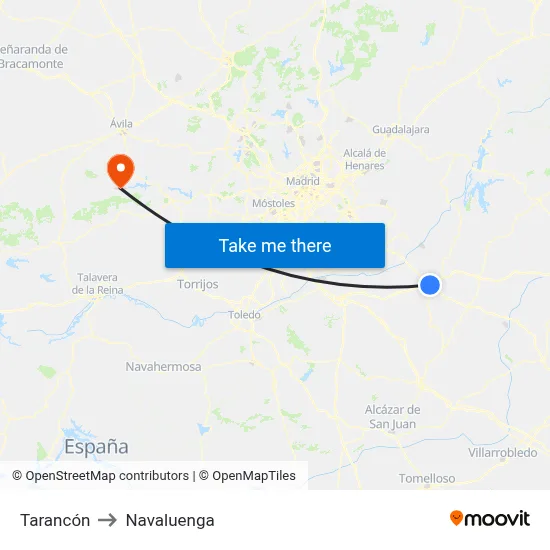 Tarancón to Navaluenga map