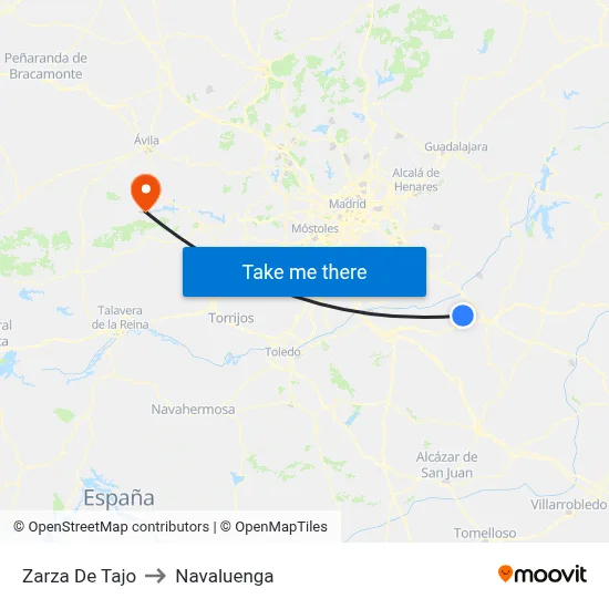 Zarza De Tajo to Navaluenga map