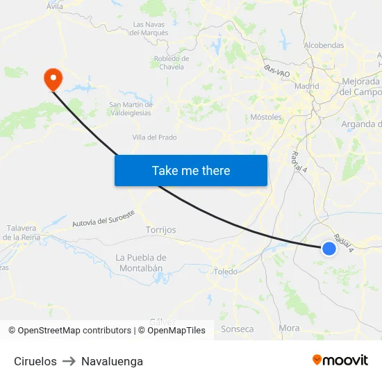 Ciruelos to Navaluenga map