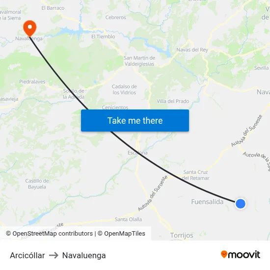 Arcicóllar to Navaluenga map