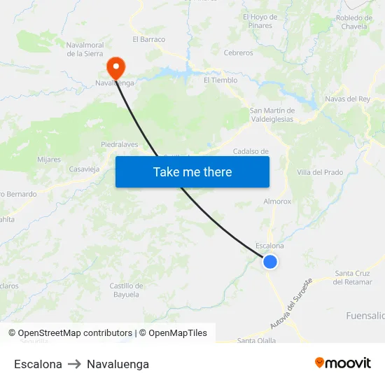 Escalona to Navaluenga map