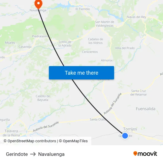Gerindote to Navaluenga map