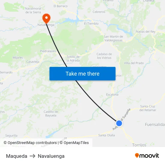 Maqueda to Navaluenga map