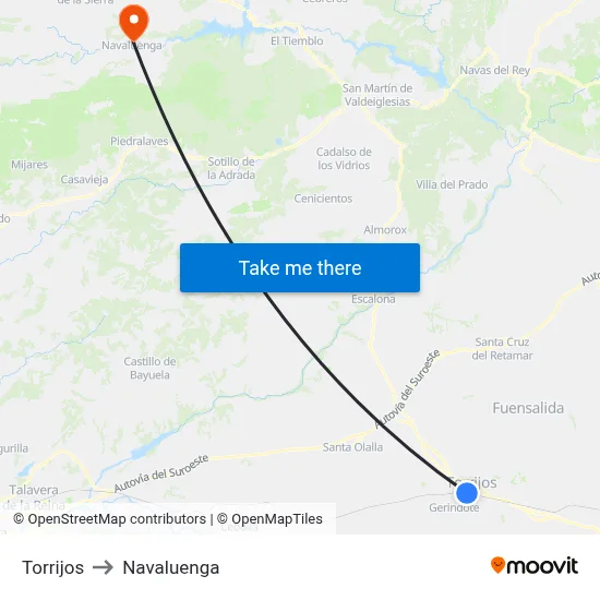 Torrijos to Navaluenga map