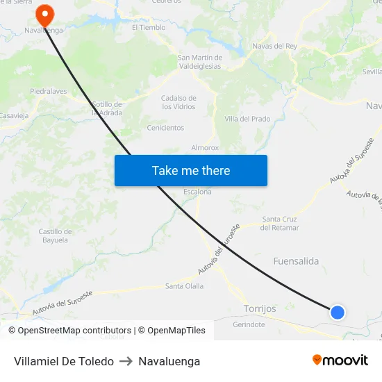 Villamiel De Toledo to Navaluenga map