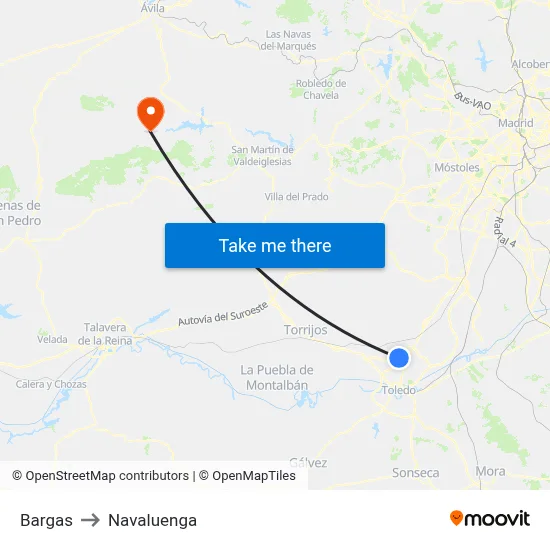 Bargas to Navaluenga map