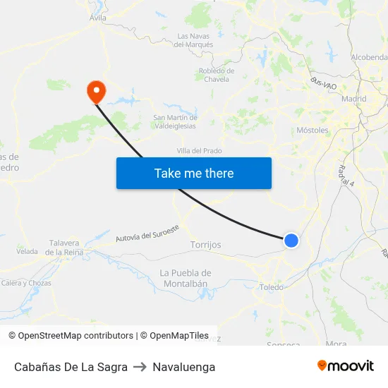 Cabañas De La Sagra to Navaluenga map