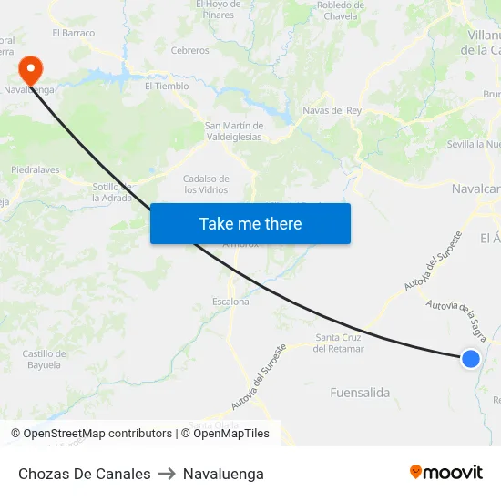 Chozas De Canales to Navaluenga map