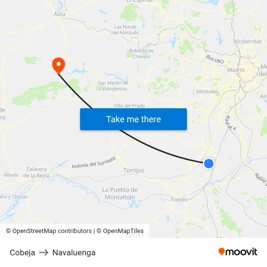 Cobeja to Navaluenga map