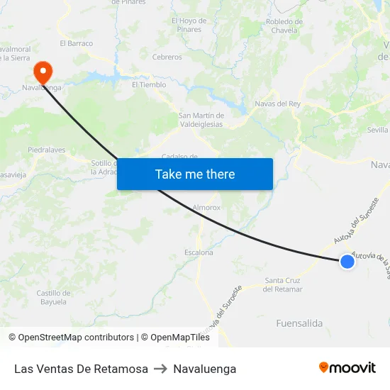 Las Ventas De Retamosa to Navaluenga map
