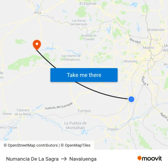 Numancia De La Sagra to Navaluenga map