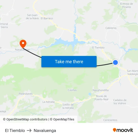 El Tiemblo to Navaluenga map