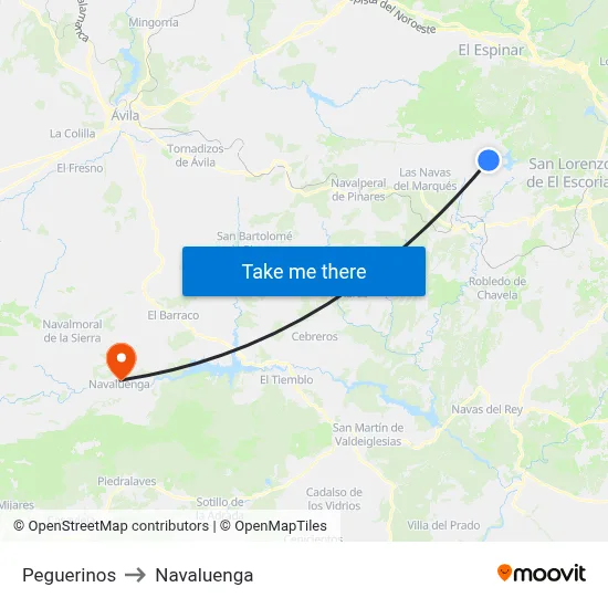 Peguerinos to Navaluenga map