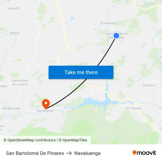 San Bartolomé De Pinares to Navaluenga map