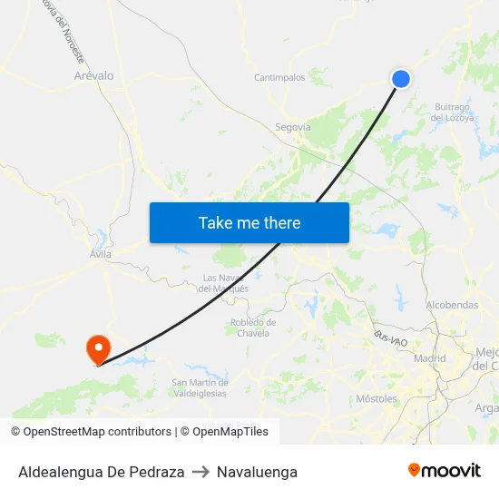 Aldealengua De Pedraza to Navaluenga map