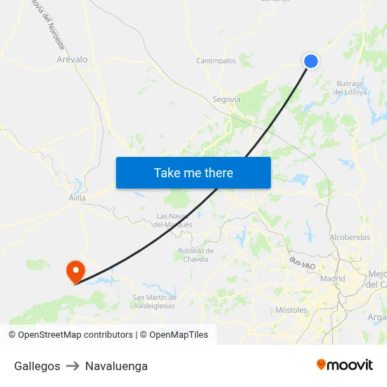 Gallegos to Navaluenga map