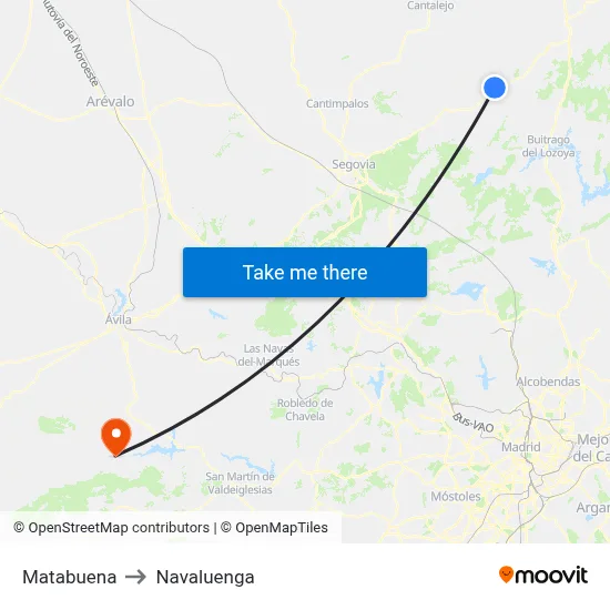 Matabuena to Navaluenga map