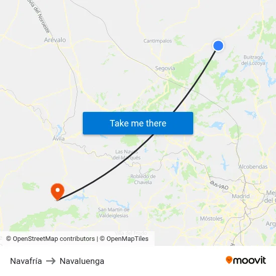 Navafría to Navaluenga map