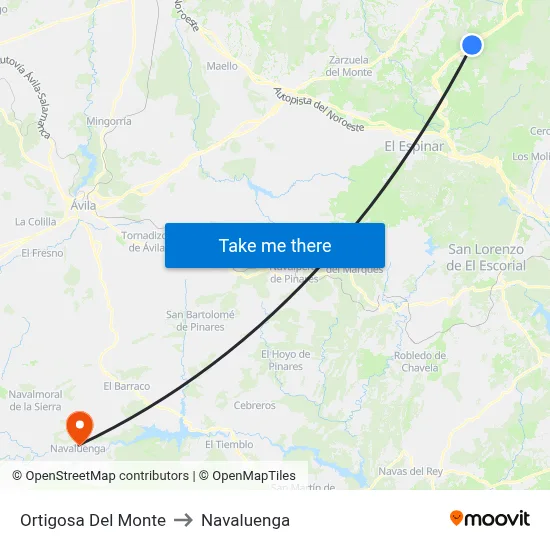 Ortigosa Del Monte to Navaluenga map