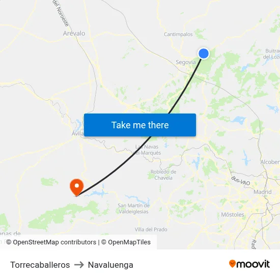 Torrecaballeros to Navaluenga map