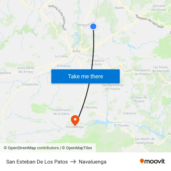San Esteban De Los Patos to Navaluenga map