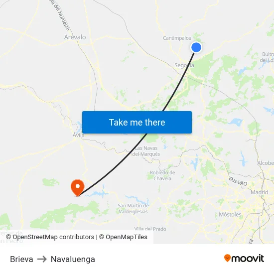 Brieva to Navaluenga map