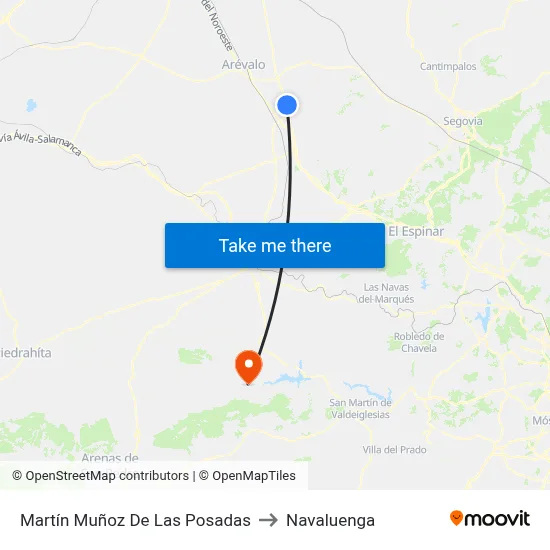 Martín Muñoz De Las Posadas to Navaluenga map