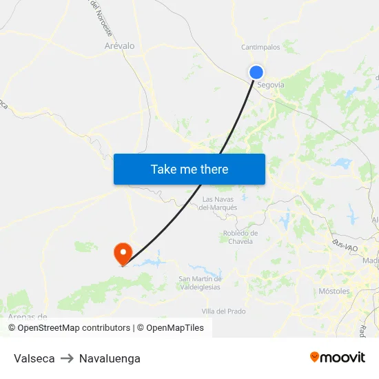 Valseca to Navaluenga map