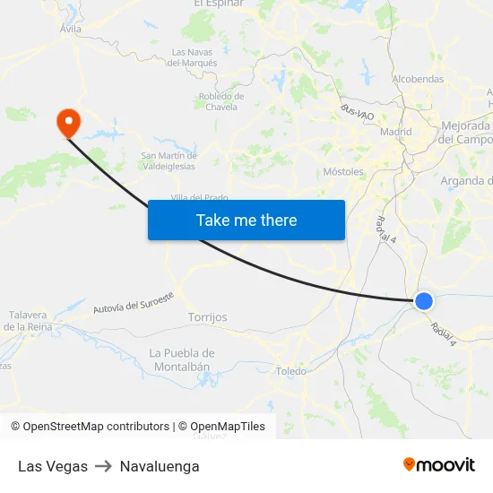 Las Vegas to Navaluenga map