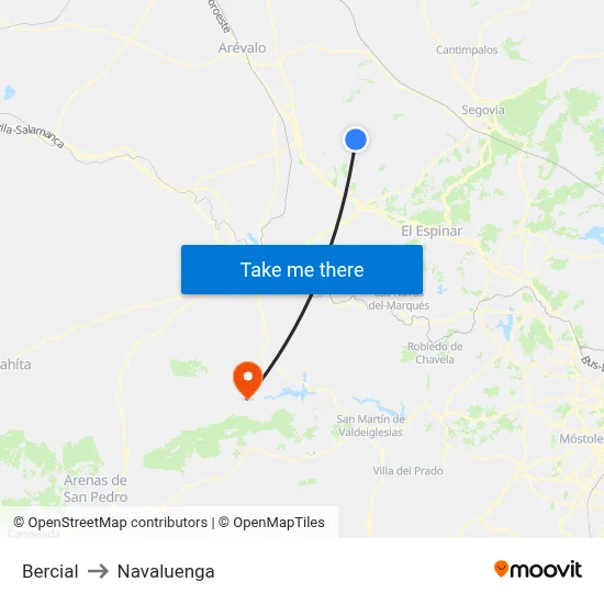 Bercial to Navaluenga map