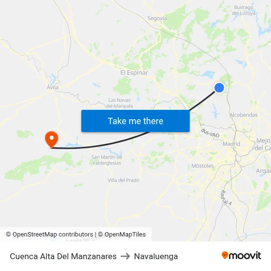 Cuenca Alta Del Manzanares to Navaluenga map