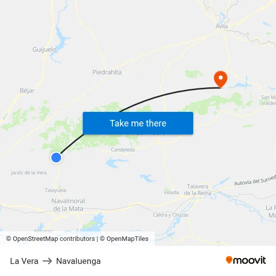 La Vera to Navaluenga map