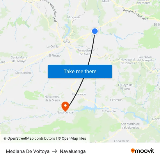 Mediana De Voltoya to Navaluenga map