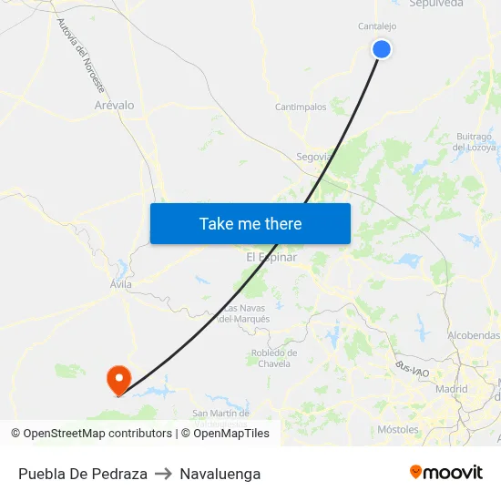 Puebla De Pedraza to Navaluenga map
