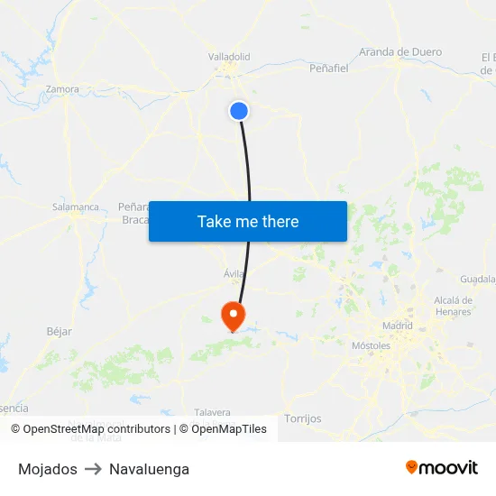 Mojados to Navaluenga map