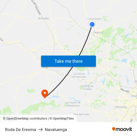 Roda De Eresma to Navaluenga map