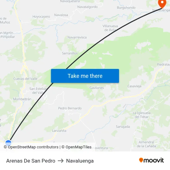 Arenas De San Pedro to Navaluenga map