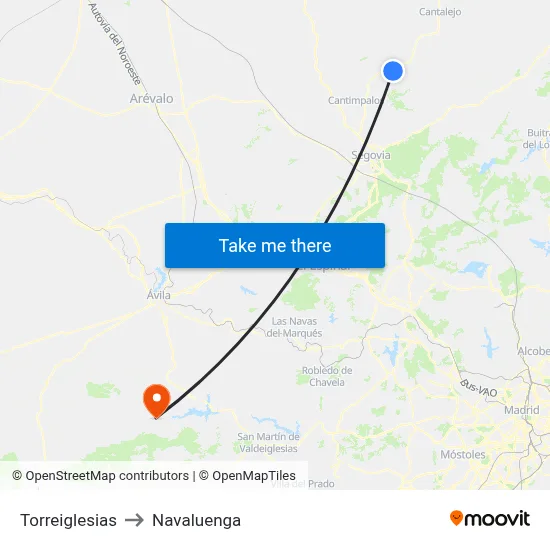 Torreiglesias to Navaluenga map