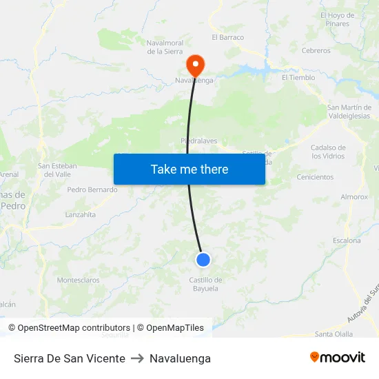 Sierra De San Vicente to Navaluenga map
