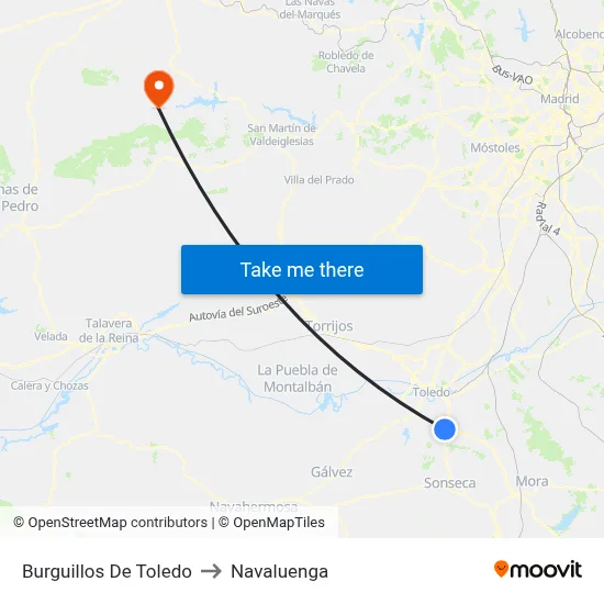 Burguillos De Toledo to Navaluenga map