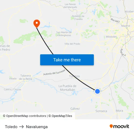 Toledo to Navaluenga map