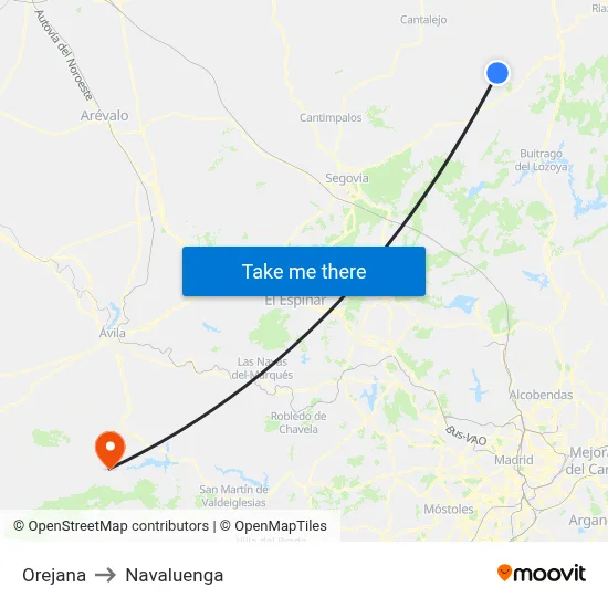 Orejana to Navaluenga map