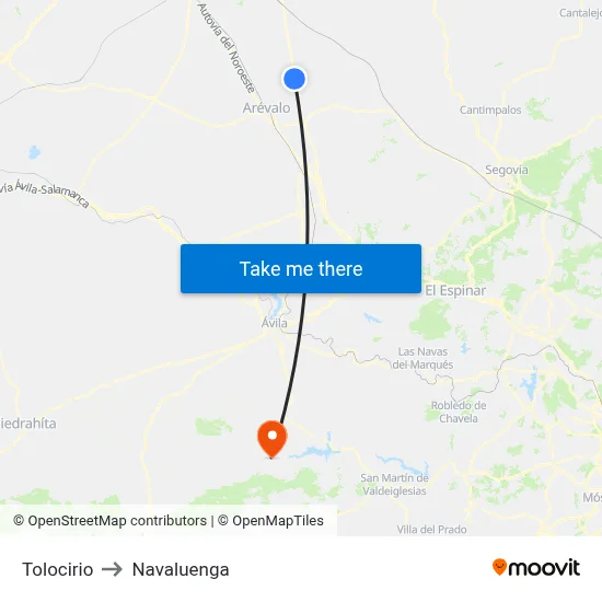 Tolocirio to Navaluenga map