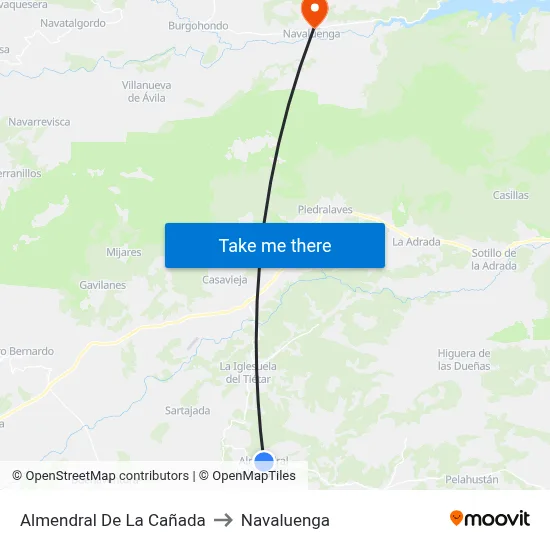Almendral De La Cañada to Navaluenga map