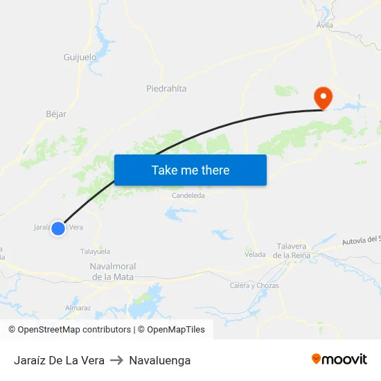 Jaraíz De La Vera to Navaluenga map