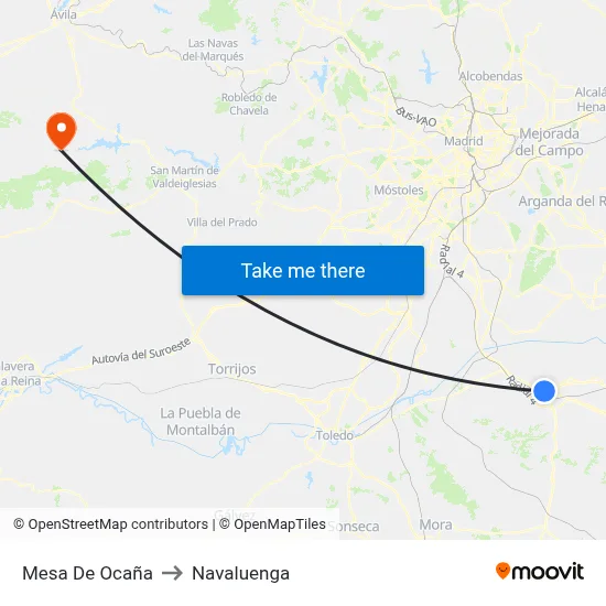 Mesa De Ocaña to Navaluenga map