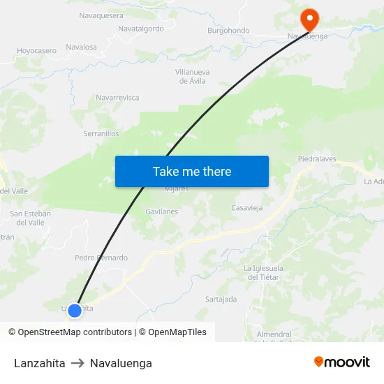 Lanzahíta to Navaluenga map