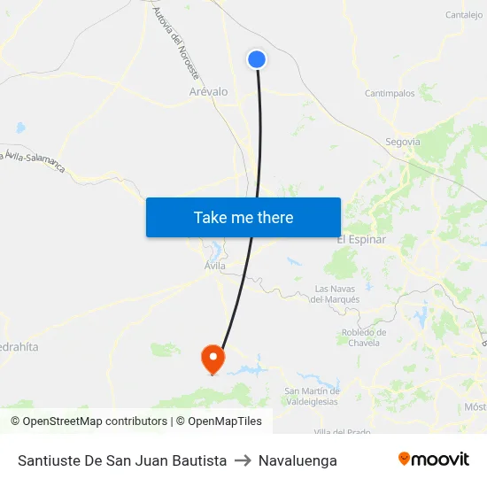 Santiuste De San Juan Bautista to Navaluenga map